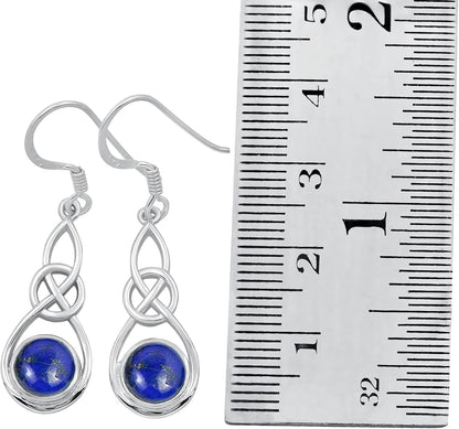 round Shaped Natural Gemstone Earrings for Women, Sterling Silver Celtic Knot Dangle Birthstone Earrings Jewelry Women'S Day Gifts for Mom Wife Sister