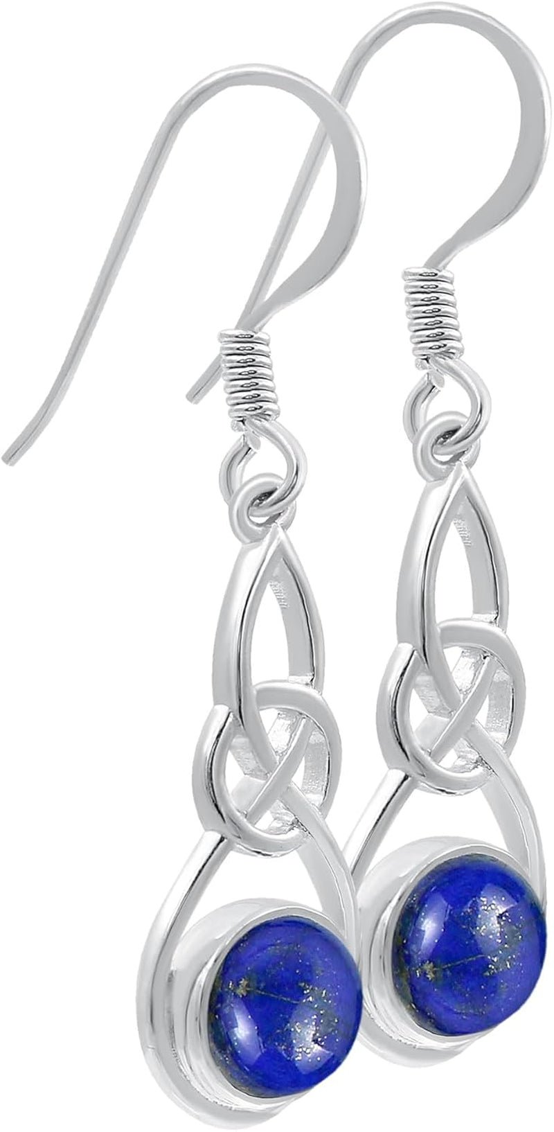 round Shaped Natural Gemstone Earrings for Women, Sterling Silver Celtic Knot Dangle Birthstone Earrings Jewelry Women'S Day Gifts for Mom Wife Sister - WORLD TIME VISITS