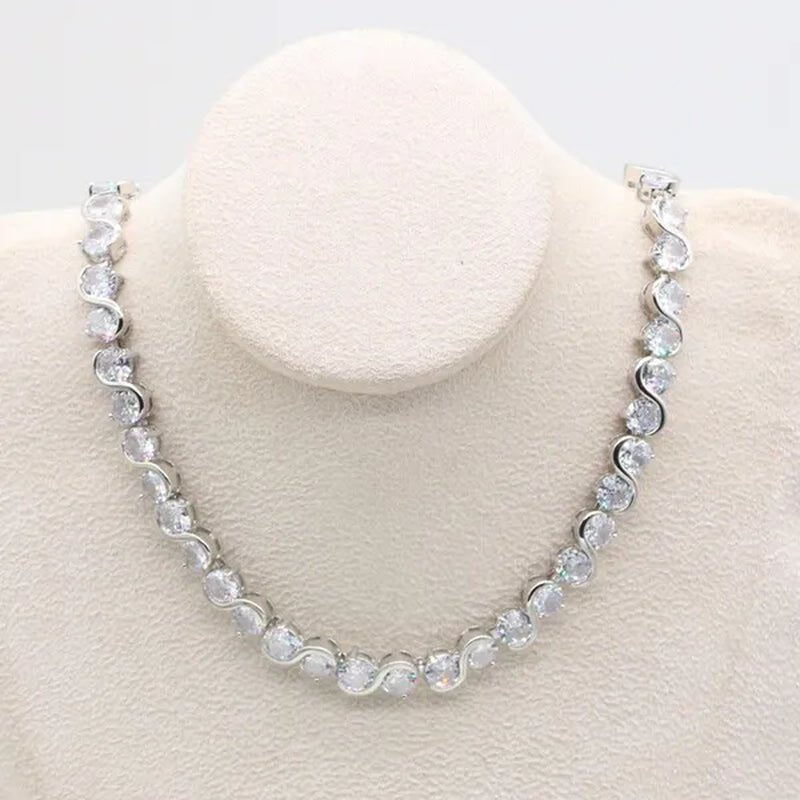 Royal Blue Stones Silver Color Jewelry Sets for Women Necklace Earrings Bracelet Ring Bridal Birthday Gift - WORLD TIME VISITS