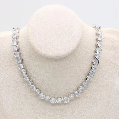 Royal Blue Stones Silver Color Jewelry Sets for Women Necklace Earrings Bracelet Ring Bridal Birthday Gift - WORLD TIME VISITS