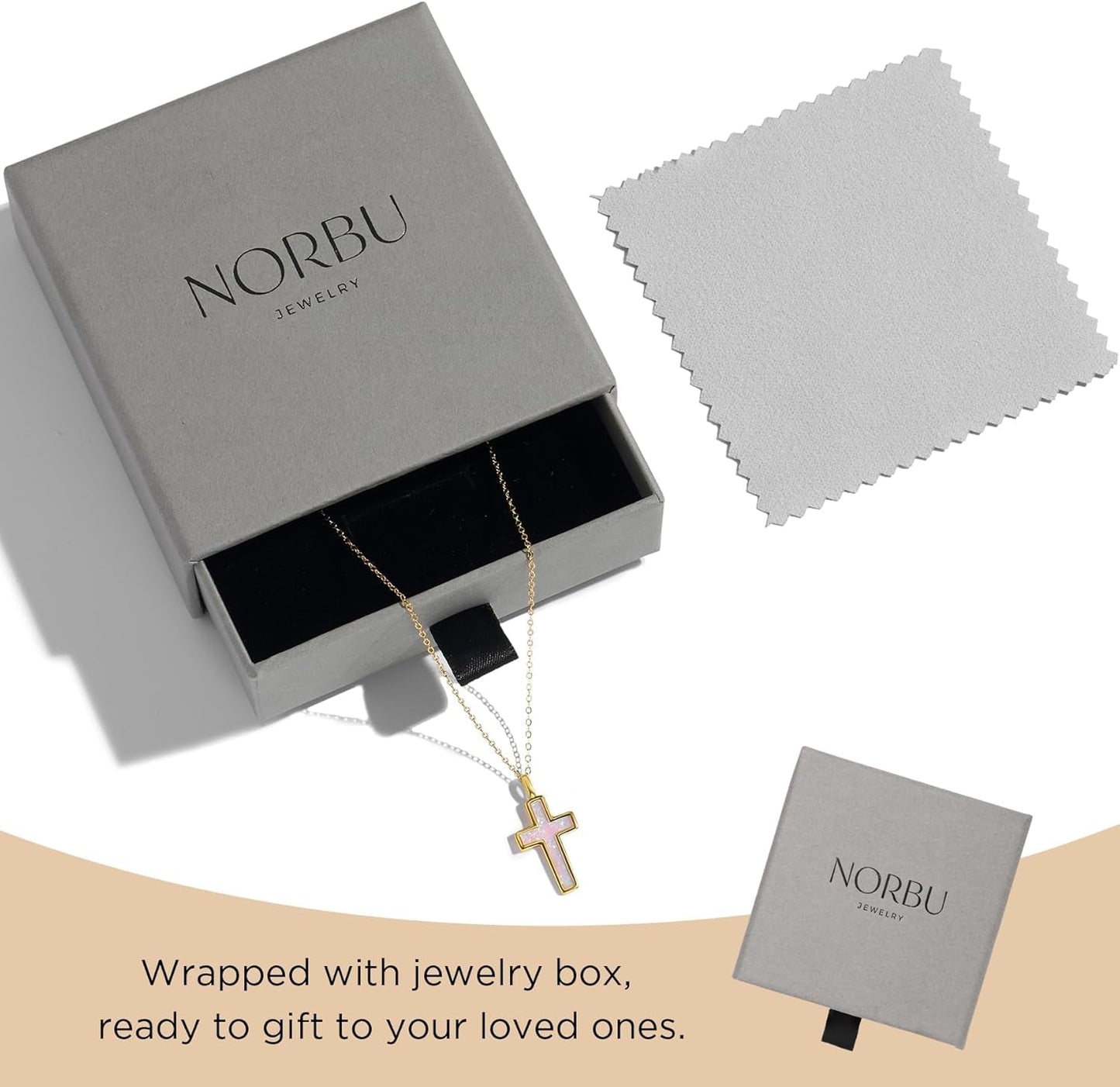 S925 Opal Cross Necklace for Women, Sterling Silver Opal Gemstone Womens Cross Necklaces, Cross Pendant with 5A Cubic Zirconia, Women'S October Birthstone Jewelry Gifts for Birthday, Anniversary, Christmas