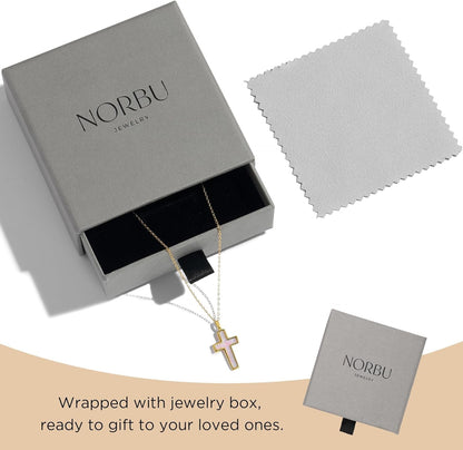 S925 Opal Cross Necklace for Women, Sterling Silver Opal Gemstone Womens Cross Necklaces, Cross Pendant with 5A Cubic Zirconia, Women'S October Birthstone Jewelry Gifts for Birthday, Anniversary, Christmas