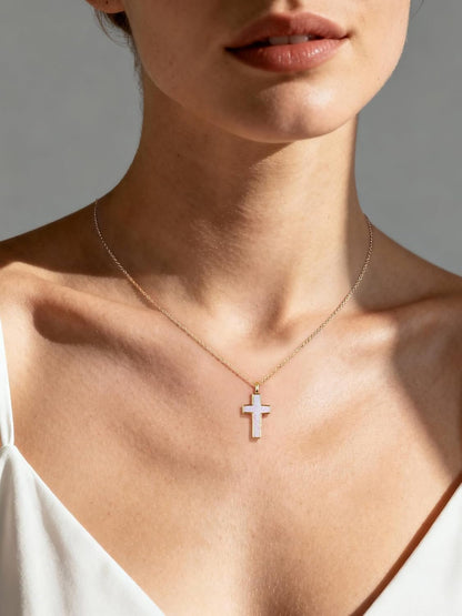 S925 Opal Cross Necklace for Women, Sterling Silver Opal Gemstone Womens Cross Necklaces, Cross Pendant with 5A Cubic Zirconia, Women'S October Birthstone Jewelry Gifts for Birthday, Anniversary, Christmas