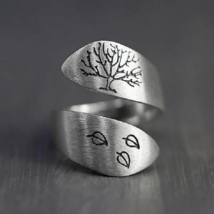 S925 Sterling Silver Vintage Women'S Men'S Ring Fashion Tree of Life Ring Jewelry Accessories