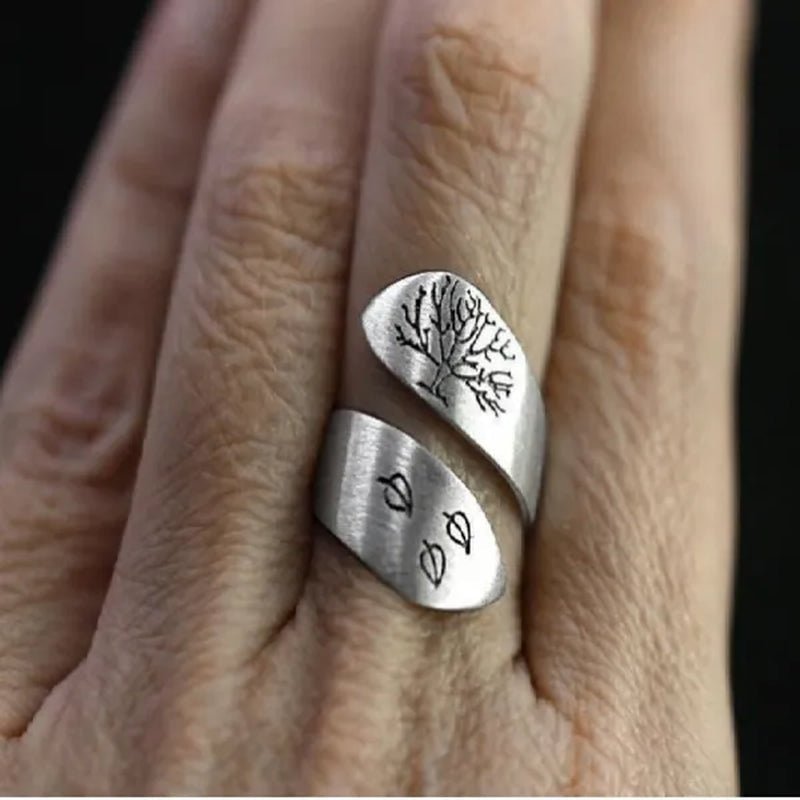 S925 Sterling Silver Vintage Women'S Men'S Ring Fashion Tree of Life Ring Jewelry Accessories