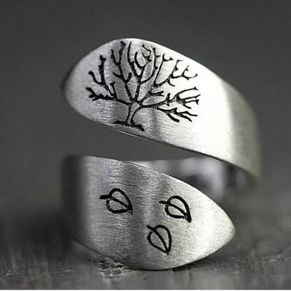 S925 Sterling Silver Vintage Women'S Men'S Ring Fashion Tree of Life Ring Jewelry Accessories - WORLD TIME VISITS