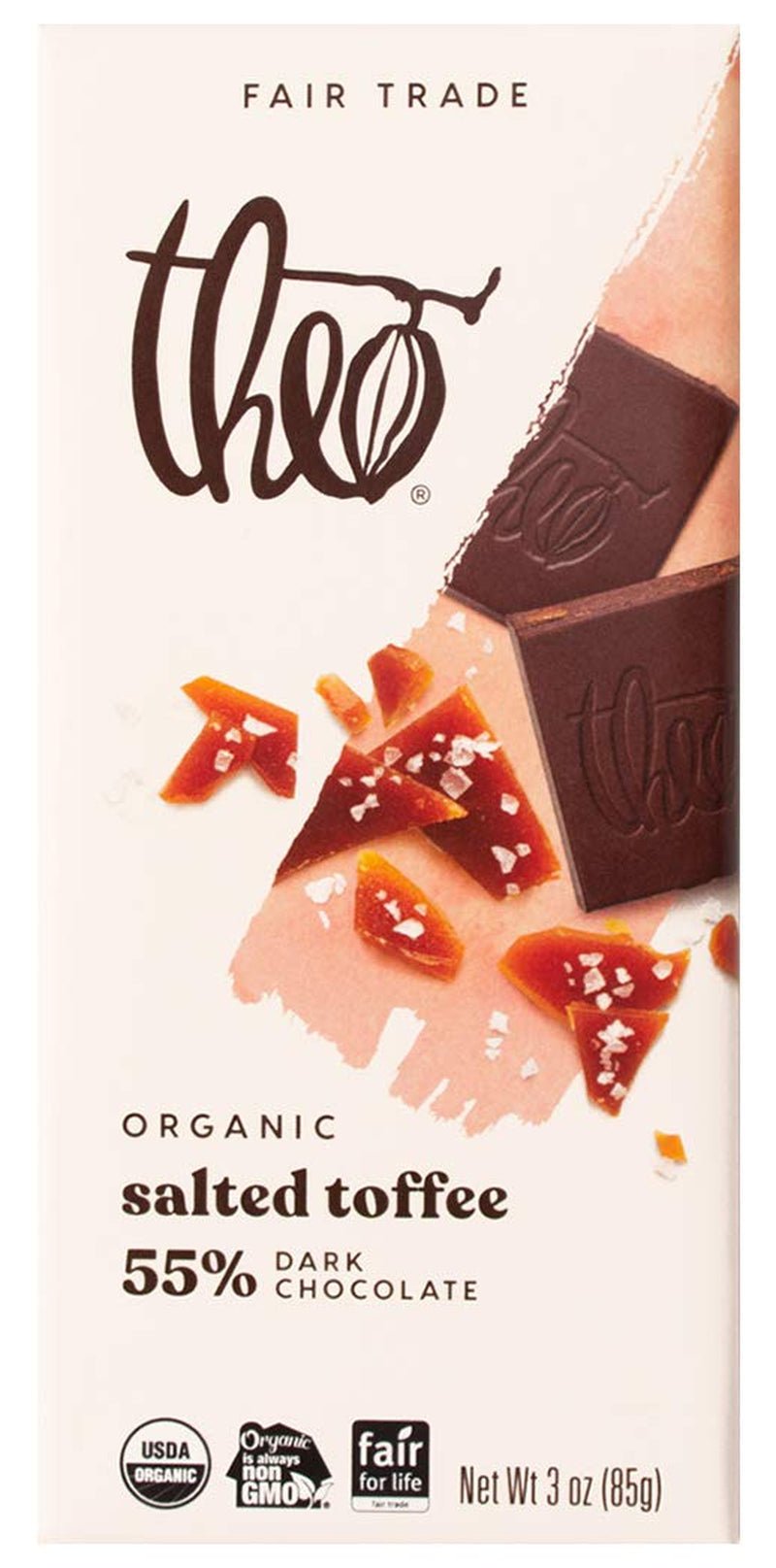 Salted Toffee Organic Dark Chocolate Bar, 55% Cacao, 1 Bar | Fair Trade - WORLD TIME VISITS