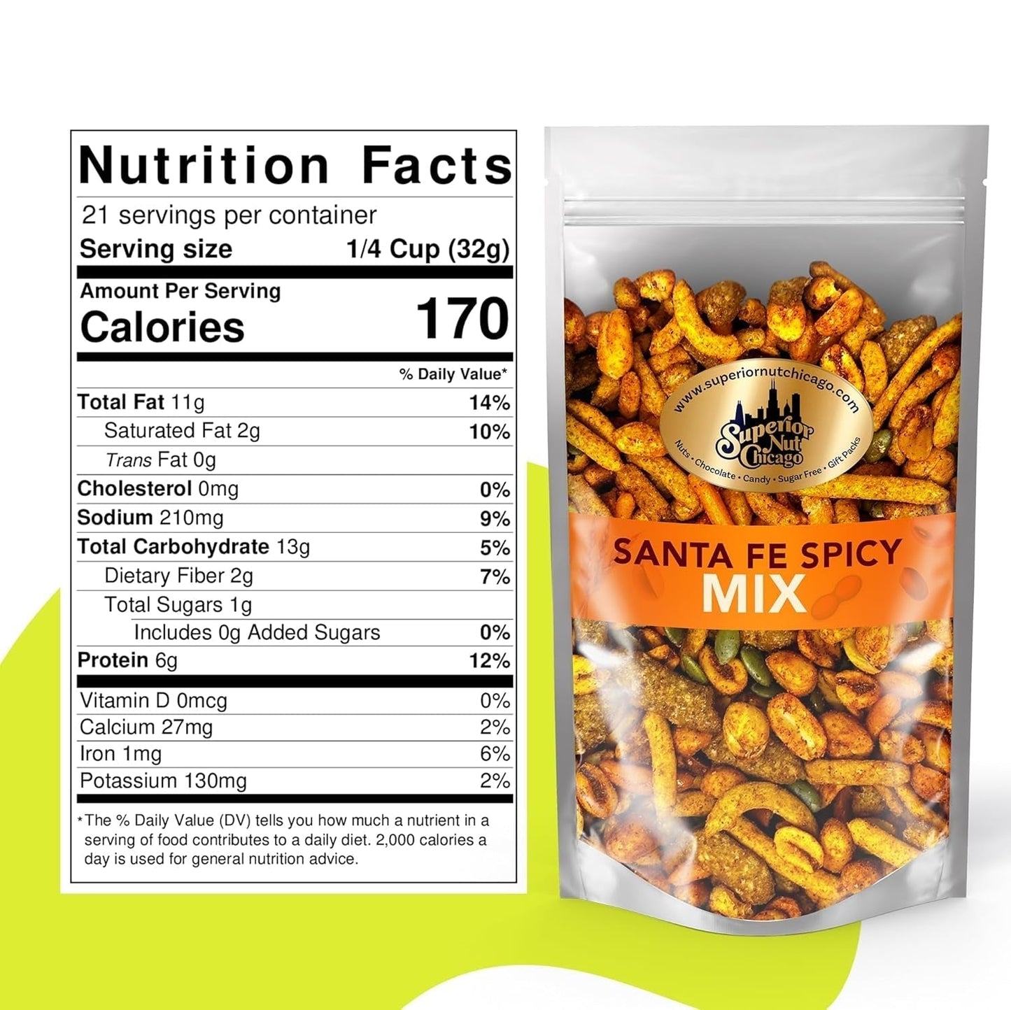 Santa Fe Trail Mix - Spicy Mix - Hot Spicy Peanuts, Hot Cajun Corn Sticks, Sesame Sticks, Chili Crescents, Toasted Corn, and Pumpkin Kernels (1.5 Pound Bag) - WORLD TIME VISITS