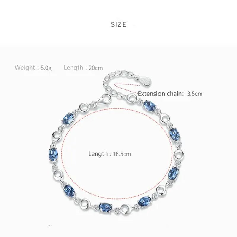 Sapphire Plated S925 Sterling Silver Bracelet Crystal Birthday Present