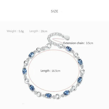 Sapphire Plated S925 Sterling Silver Bracelet Crystal Birthday Present