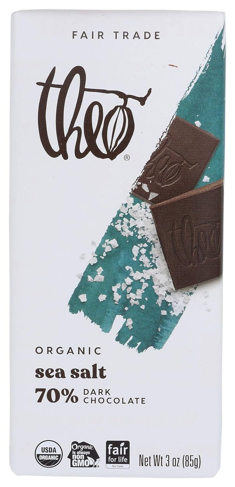 Sea Salt Organic Dark Chocolate Bar, 70% Cacao, 1 Bar | Vegan, Fair Trade - WORLD TIME VISITS