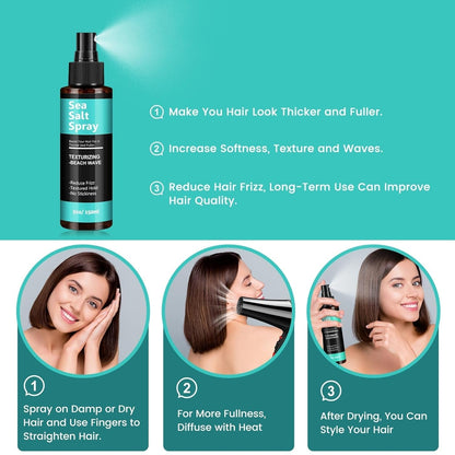 Sea Salt Spray for Hair Men and Women 5 Fl Oz - Dry Texturizing & Volumizing, Curl and Beach Waves Spray for Hair