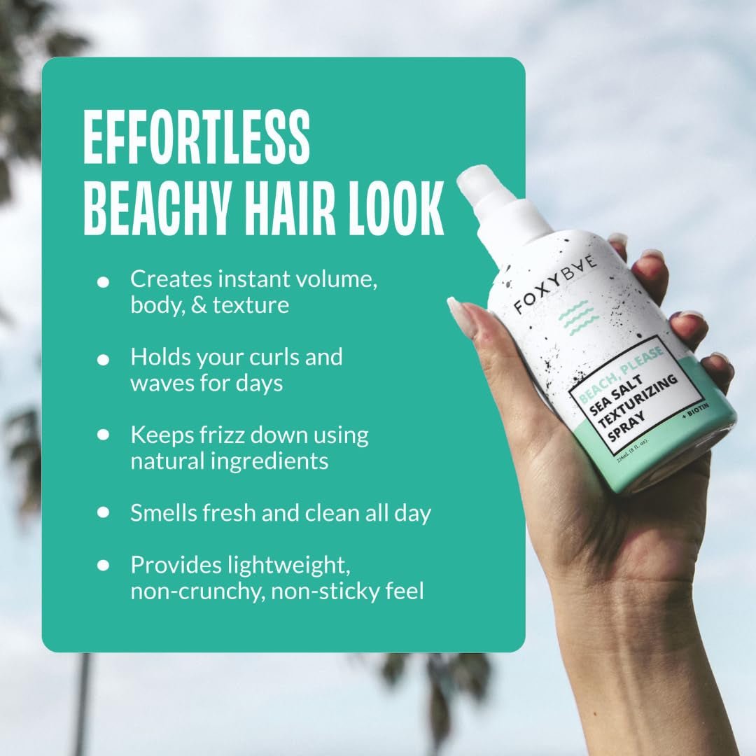Sea Salt Spray for Hair - with Biotin - Texture, Texturizing, Volumizing, Thickening - for Men & Women - 8 Fl Oz - WORLD TIME VISITS