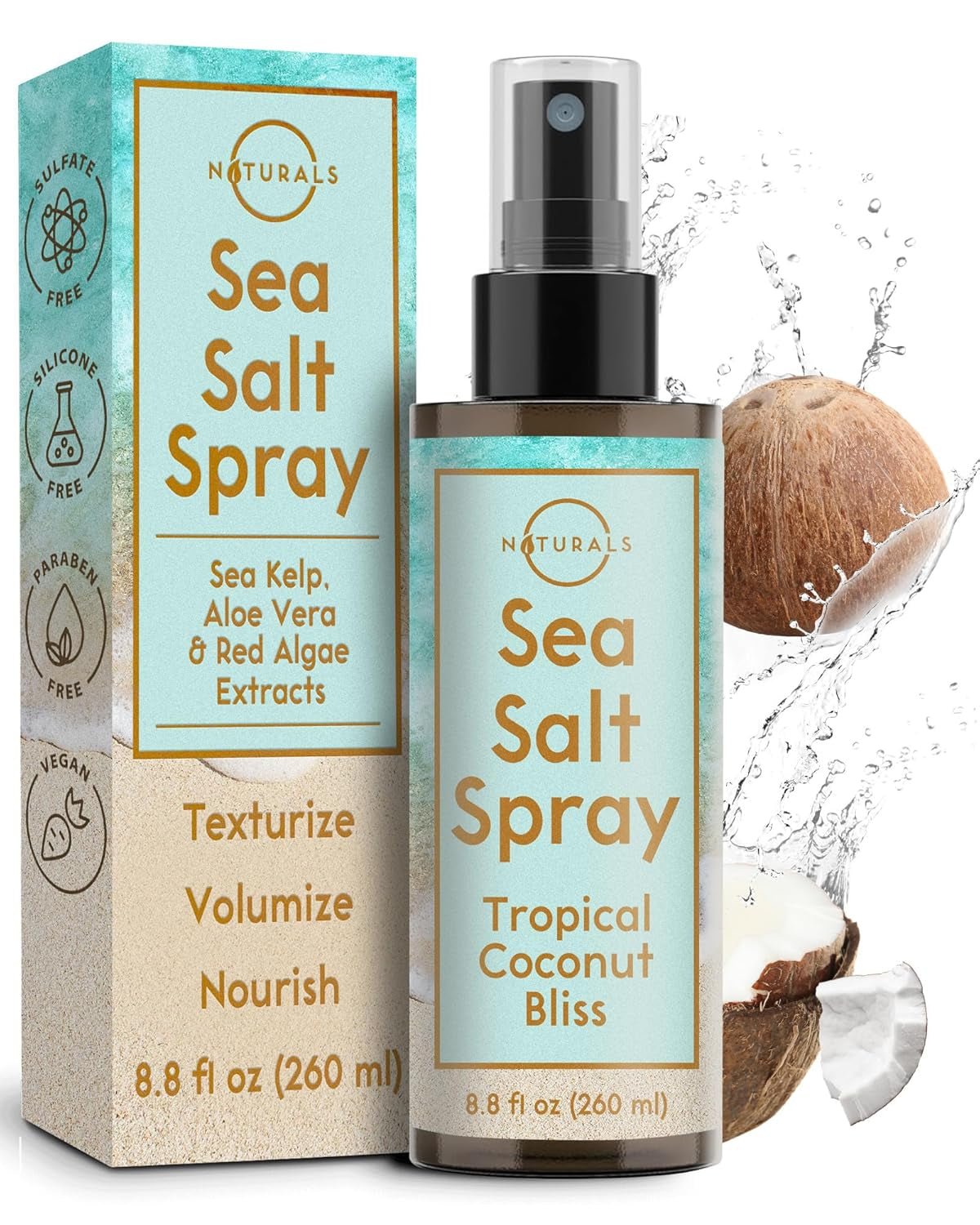 Sea Salt Water Spray for Men - Texturizing Spray Wavy Hair Products - Tropical Coconut Bliss, 8 Oz - WORLD TIME VISITS
