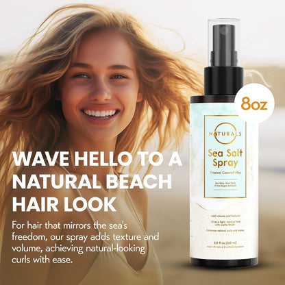 Sea Salt Water Spray for Men - Texturizing Spray Wavy Hair Products - Tropical Coconut Bliss, 8 Oz - WORLD TIME VISITS