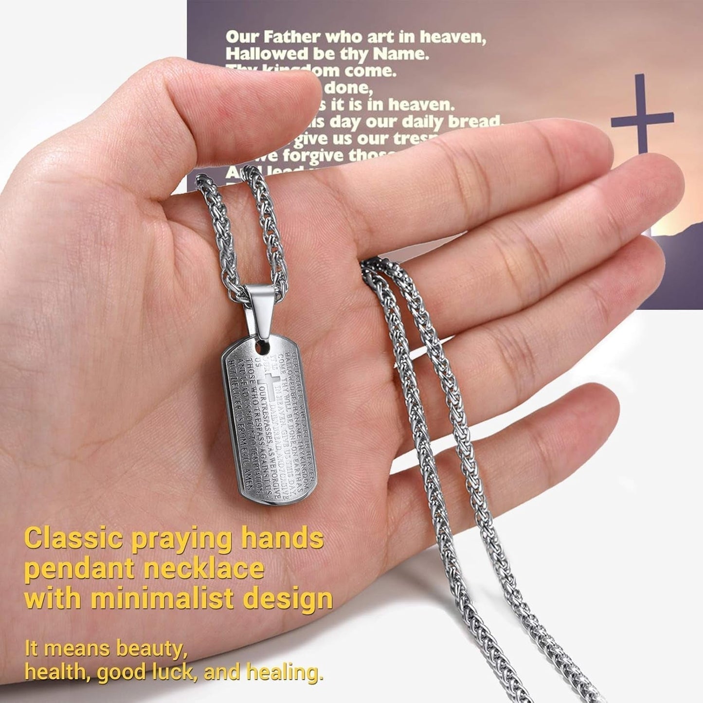 Serenity Prayer Christian Jewelry Religious Necklace Silver Stainless Steel Chain Pendant Mens Jewelry - WORLD TIME VISITS