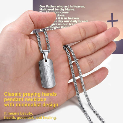 Serenity Prayer Christian Jewelry Religious Necklace Silver Stainless Steel Chain Pendant Mens Jewelry - WORLD TIME VISITS