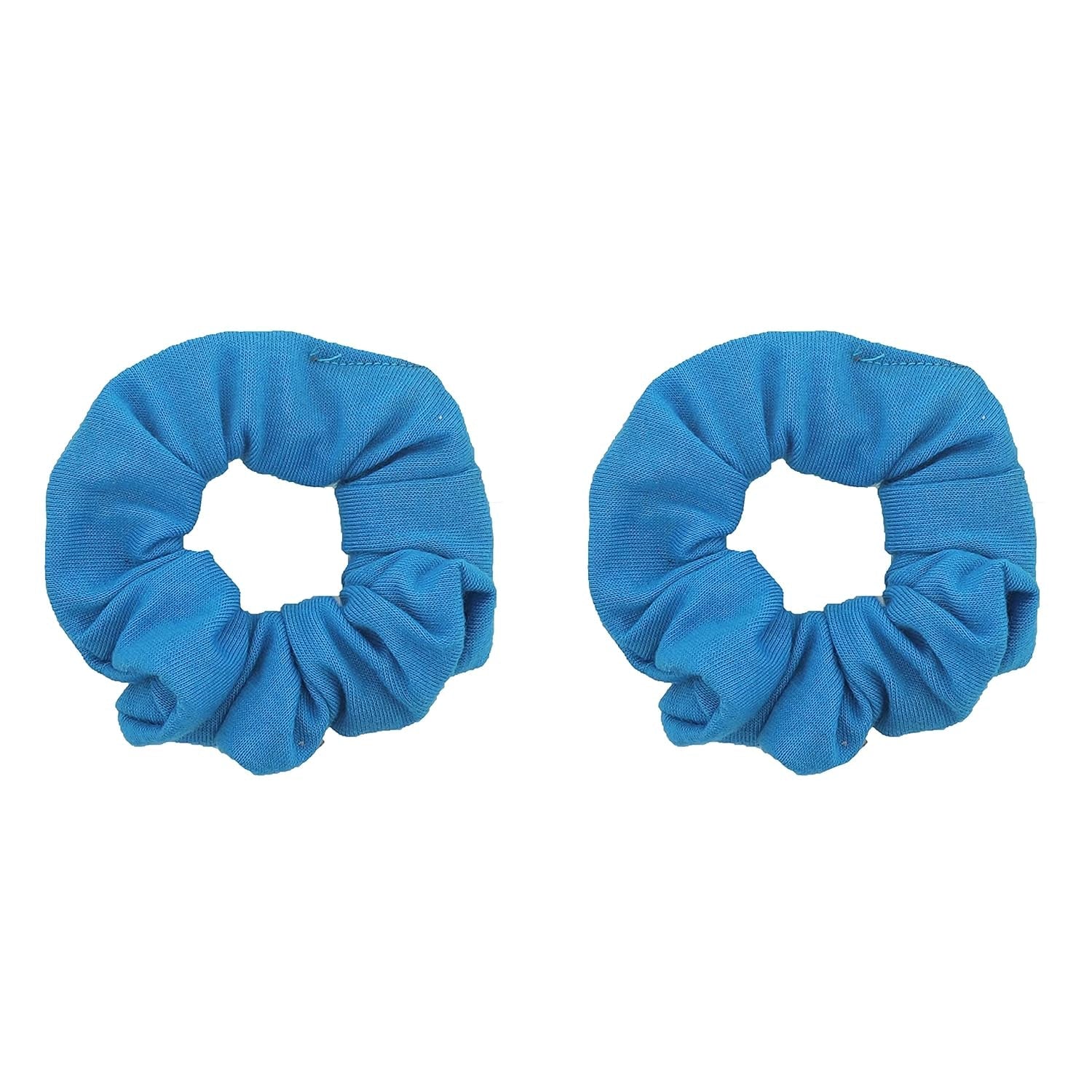 Set of 2 Solid Scrunchies (Blue) - WORLD TIME VISITS