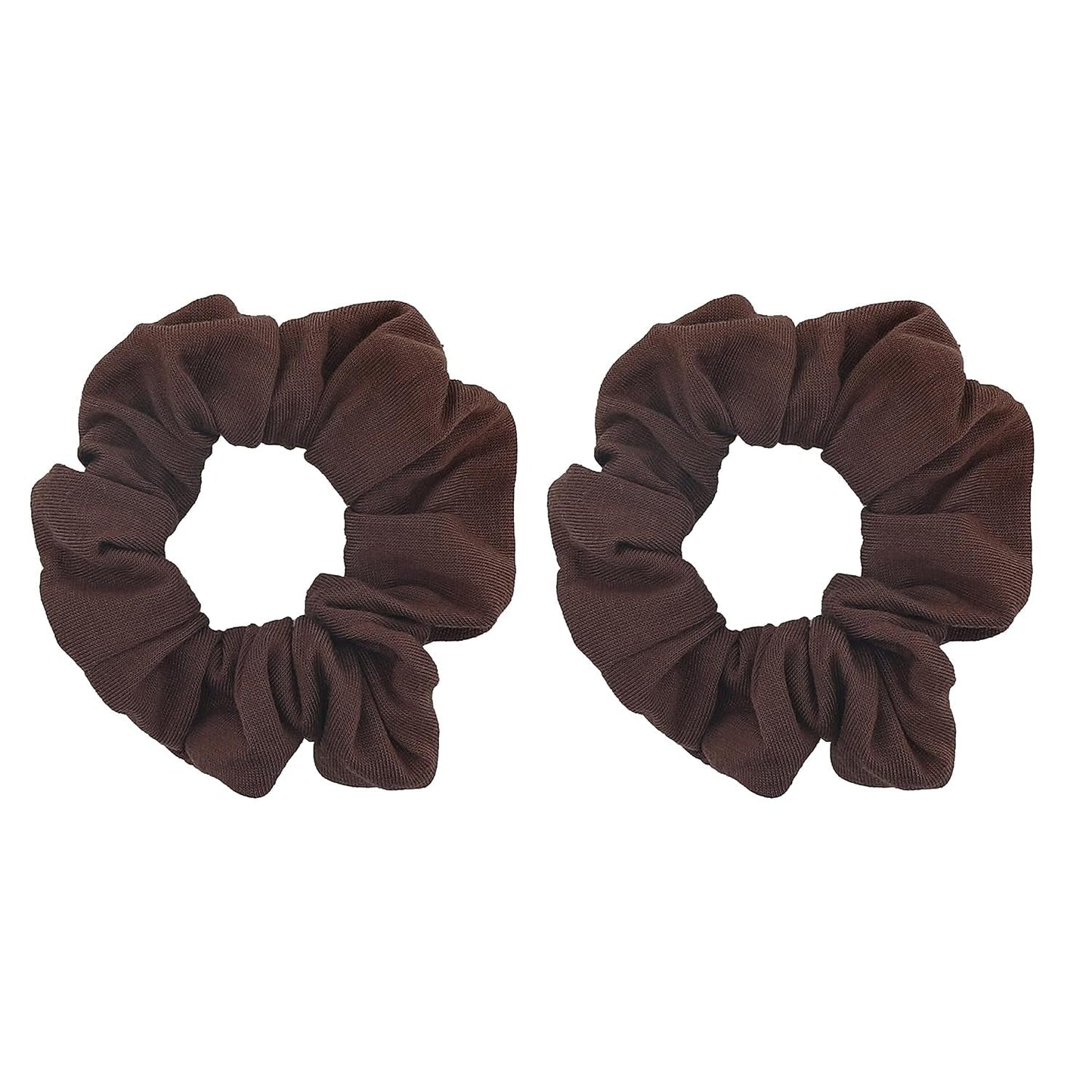 Set of 2 Solid Scrunchies (Brown) - WORLD TIME VISITS