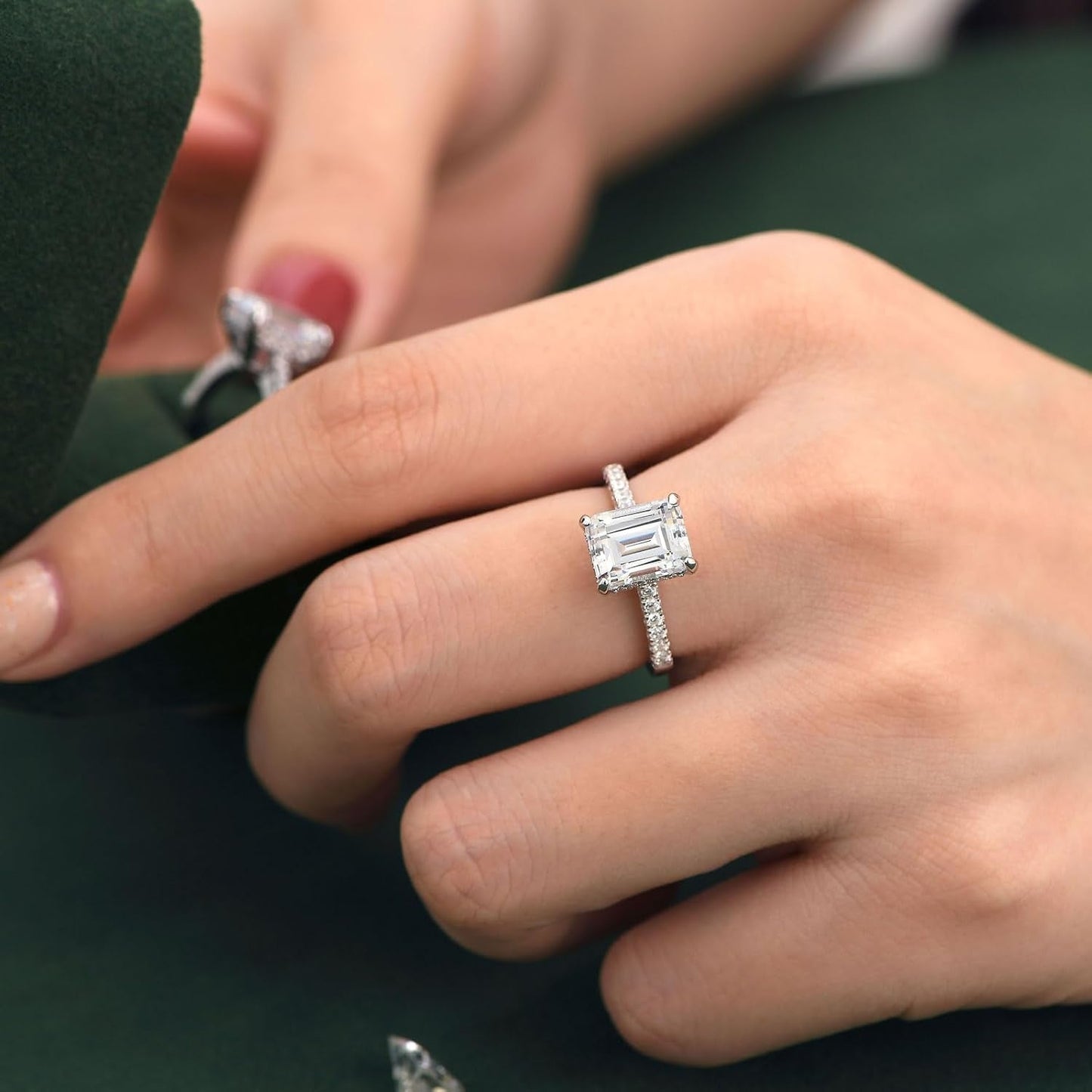 SHELOVES 3 Carat Emerald Cut Engagement Rings AAAAA White Cz 925 Sterling Silver Wedding Band 4 - 13 - WORLD TIME VISITS