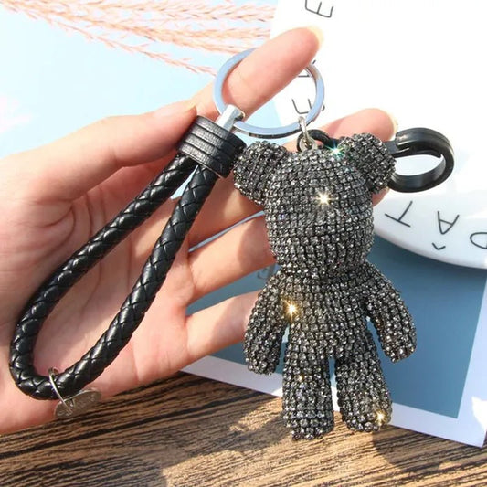 Shiny Full Diamond Diamond Bear, Bear Doll Car Keychain Cute Bear Bag Pendant - WORLD TIME VISITS