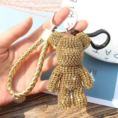 Shiny Full Diamond Diamond Bear, Bear Doll Car Keychain Cute Bear Bag Pendant