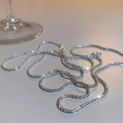 Shiny sparkling glitter clavicle chain  silver necklace brand new fashion sterling silver necklace chain
