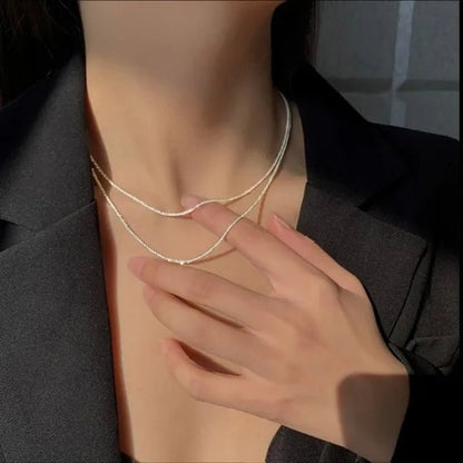 Shiny sparkling glitter clavicle chain  silver necklace brand new fashion sterling silver necklace chain