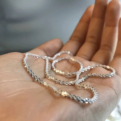 Shiny sparkling glitter clavicle chain silver necklace brand new fashion sterling silver necklace chain - WORLD TIME VISITS