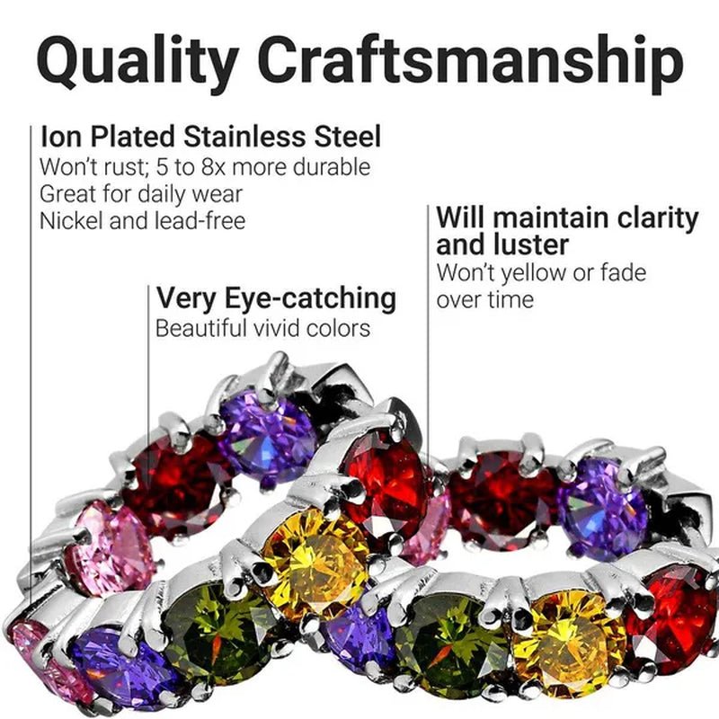 Shop LC inside Out Hoop Earrings - Cubic Zirconia Ion Plated Stainless Steel Huggie Earrings for Women - Multicolor CZ Gemstone inside outside Hoops Graduation Gift
