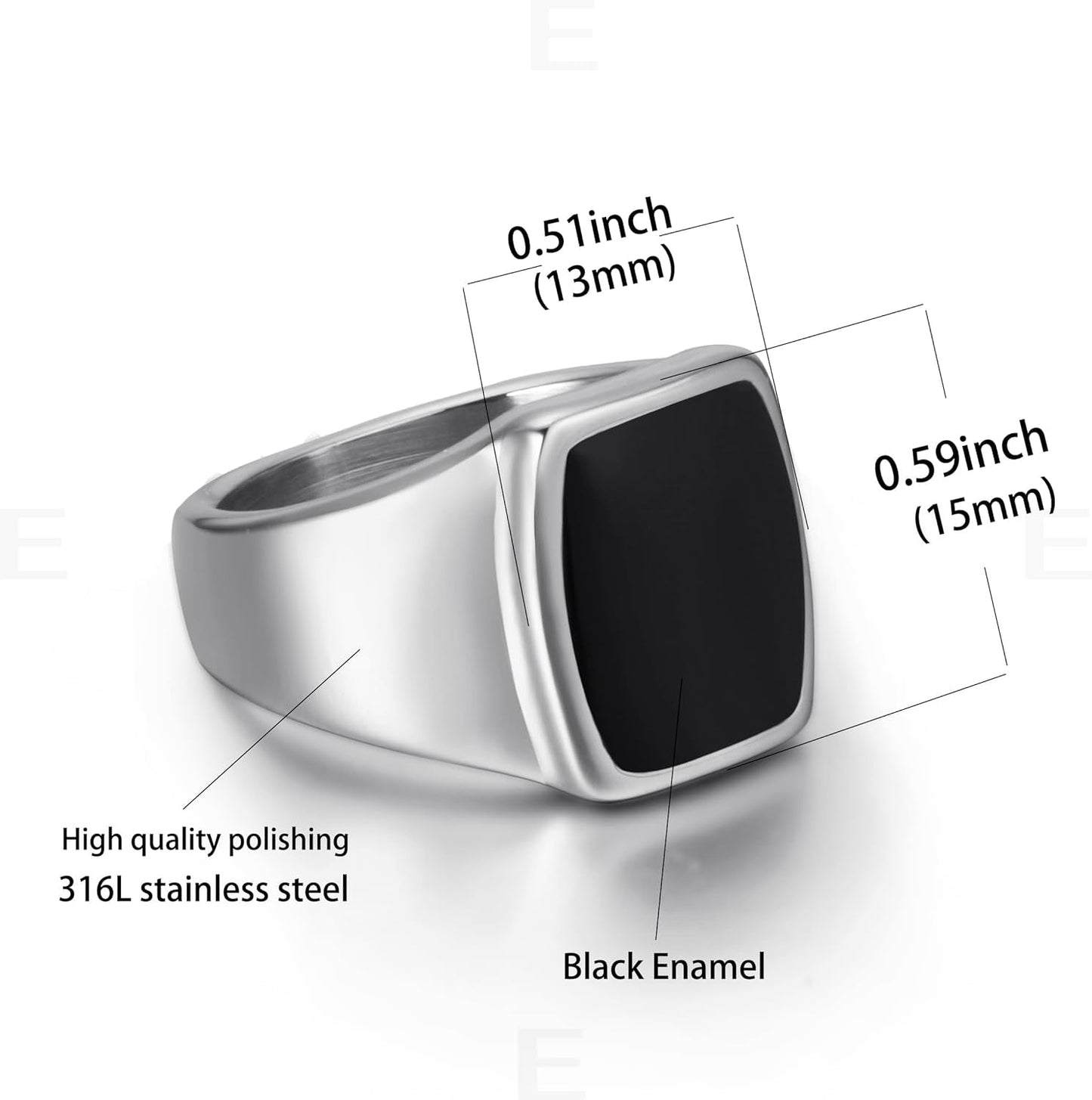 Signet Ring Solid Polished Stainless Steel Rings for Men Women Pinky Thumb Ring,Ideal Gift for Dad & Boyfriend,Silver Black