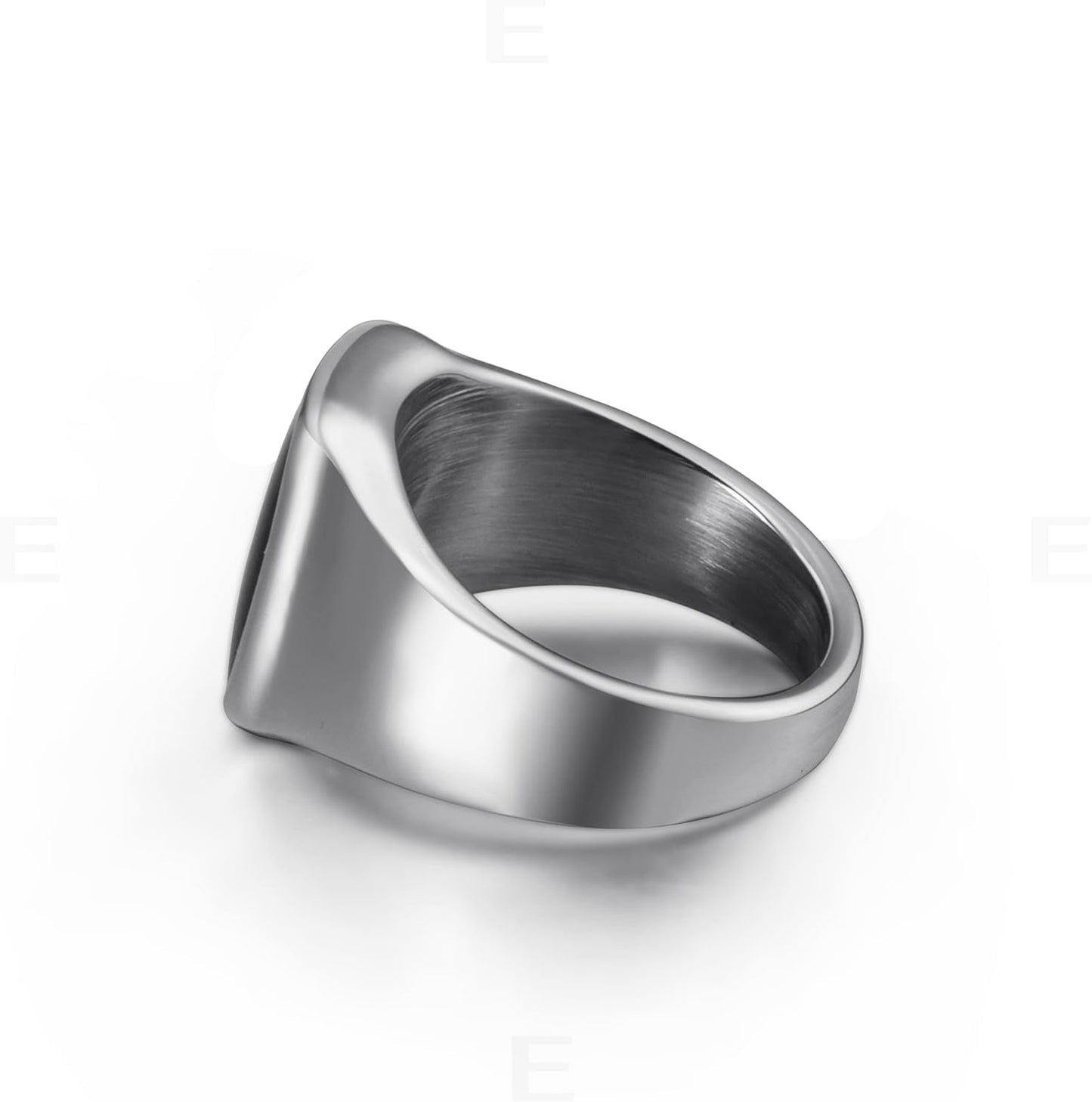 Signet Ring Solid Polished Stainless Steel Rings for Men Women Pinky Thumb Ring,Ideal Gift for Dad & Boyfriend,Silver Black