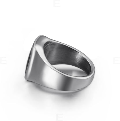 Signet Ring Solid Polished Stainless Steel Rings for Men Women Pinky Thumb Ring,Ideal Gift for Dad & Boyfriend,Silver Black