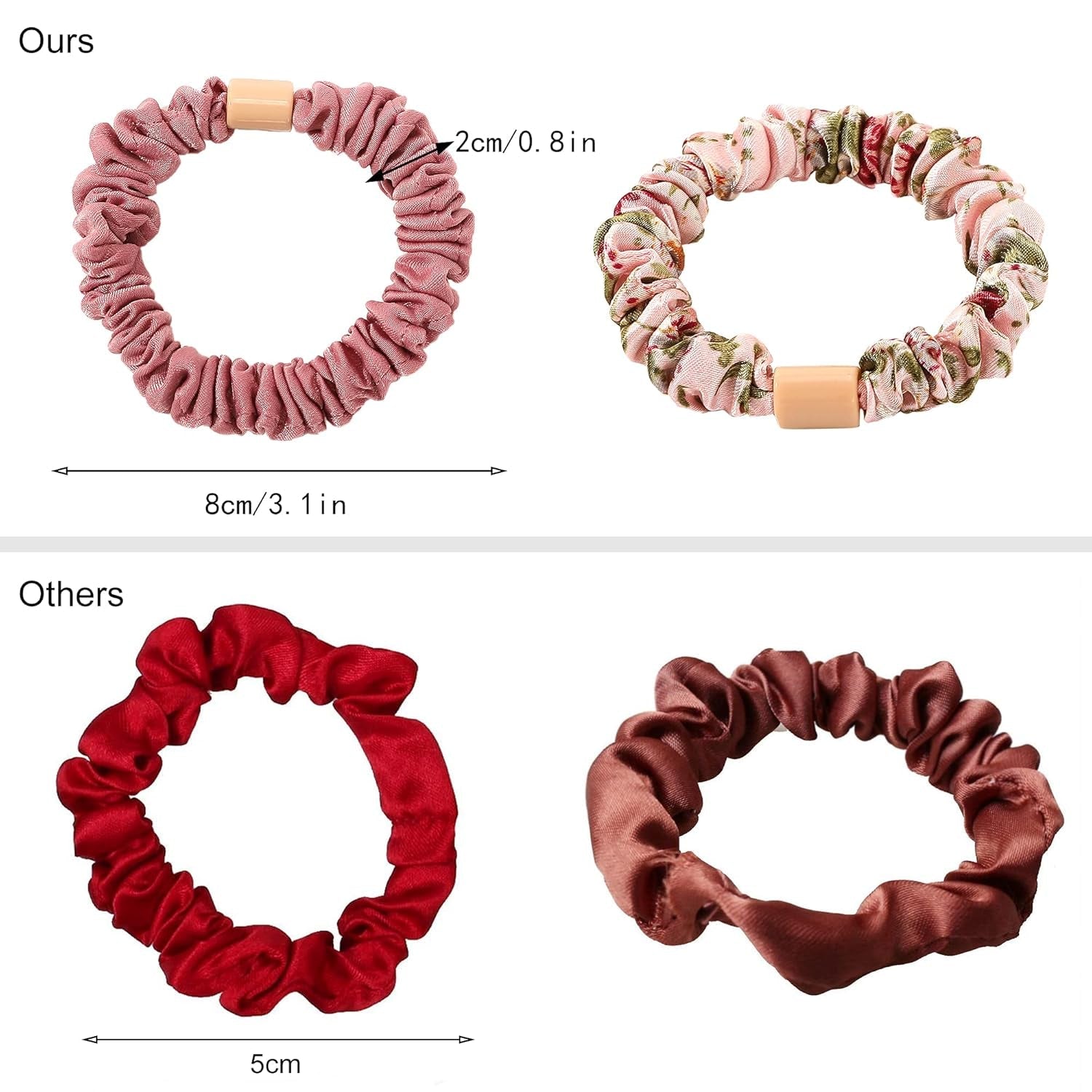 Silk Hair Ties Satin Scrunchies - Small Mini Scrunchy for Women Thick Hair Accessories Cute Soft No Slip Hair Elastics Ponytail Holder for Curly Hair No Damage Hairties Gift for Girl - WORLD TIME VISITS