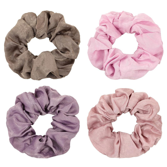 Silk Satin Scrunchies - No Crease Hair Ties for Women, Thick Hair Ponytail Holders with Soft Elastic Bands - WORLD TIME VISITS
