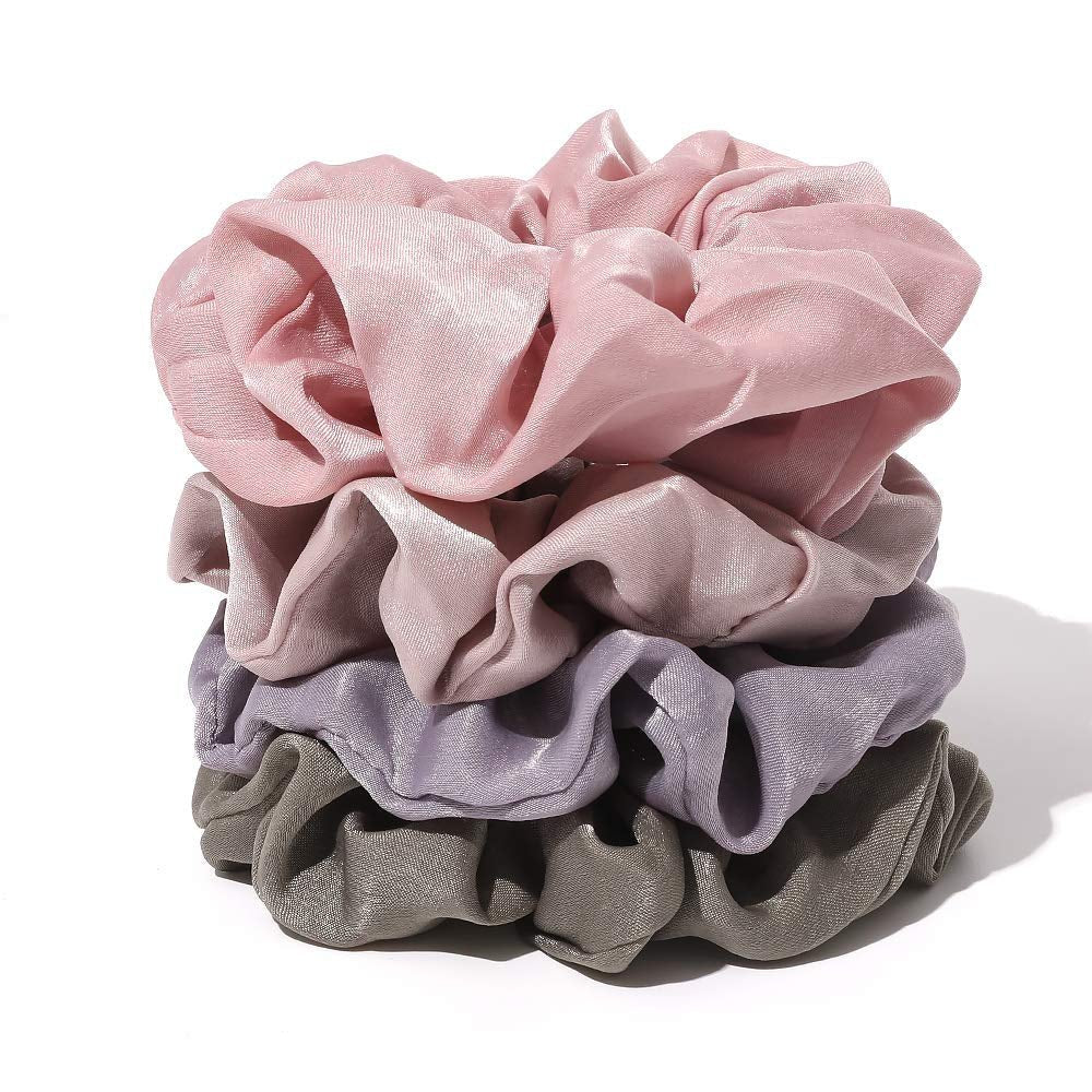 Silk Satin Scrunchies - No Crease Hair Ties for Women, Thick Hair Ponytail Holders with Soft Elastic Bands