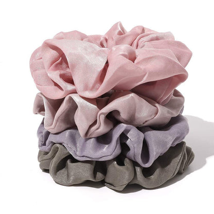 Silk Satin Scrunchies - No Crease Hair Ties for Women, Thick Hair Ponytail Holders with Soft Elastic Bands