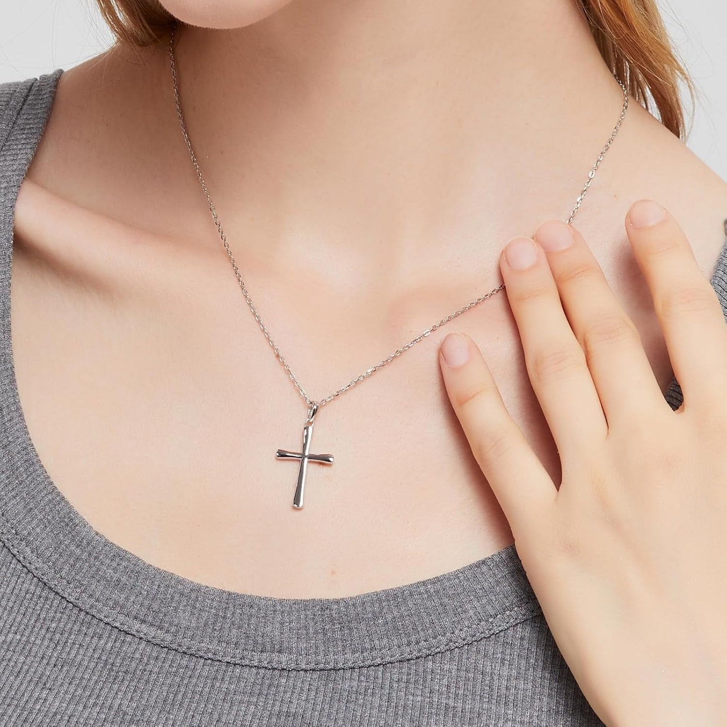 Silver Cross Necklace for Women, Handcrafted S925 Sterling Silver, 18K Gold, White Gold, or Cubic Zirconia Set Design, Dainty Cross Pendant Necklace Gift for Women Girls
