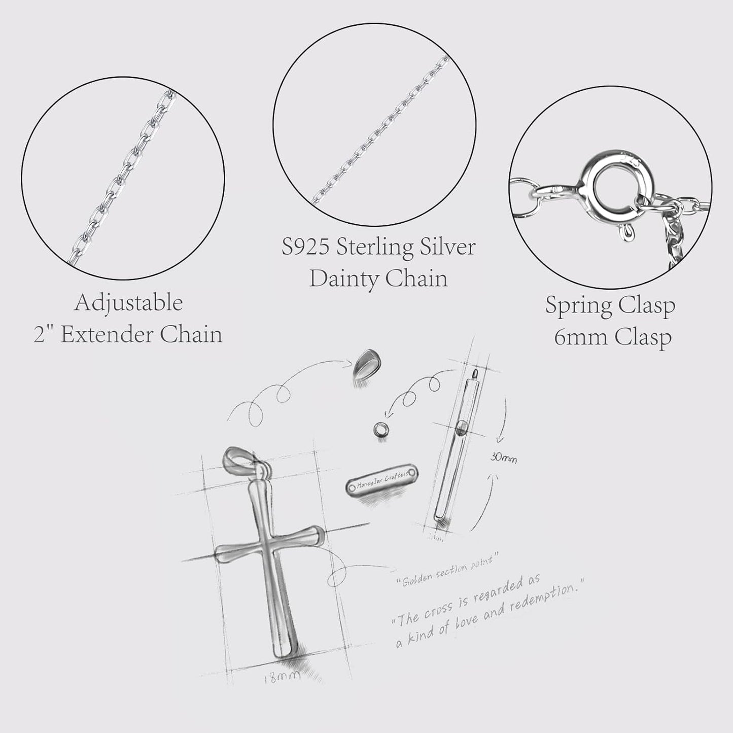Silver Cross Necklace for Women, Handcrafted S925 Sterling Silver, 18K Gold, White Gold, or Cubic Zirconia Set Design, Dainty Cross Pendant Necklace Gift for Women Girls
