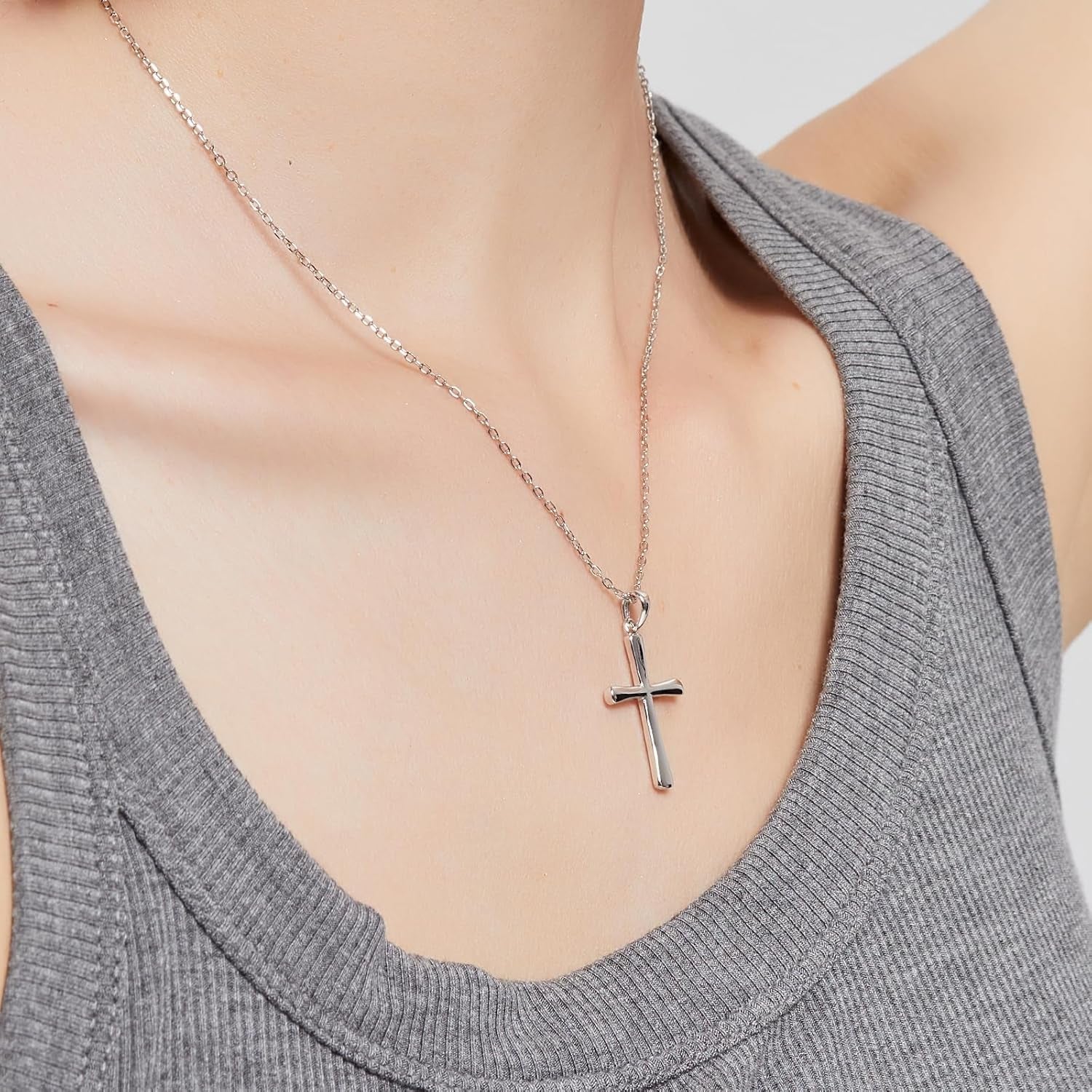 Silver Cross Necklace for Women, Handcrafted S925 Sterling Silver, 18K Gold, White Gold, or Cubic Zirconia Set Design, Dainty Cross Pendant Necklace Gift for Women Girls - WORLD TIME VISITS