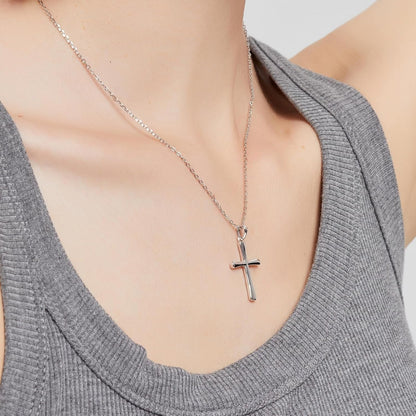 Silver Cross Necklace for Women, Handcrafted S925 Sterling Silver, 18K Gold, White Gold, or Cubic Zirconia Set Design, Dainty Cross Pendant Necklace Gift for Women Girls - WORLD TIME VISITS