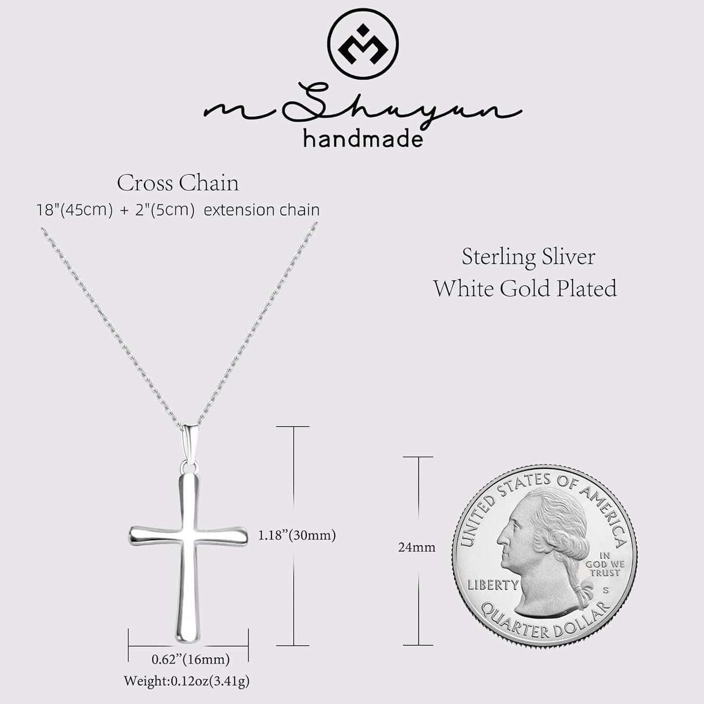 Silver Cross Necklace for Women, Handcrafted S925 Sterling Silver, 18K Gold, White Gold, or Cubic Zirconia Set Design, Dainty Cross Pendant Necklace Gift for Women Girls