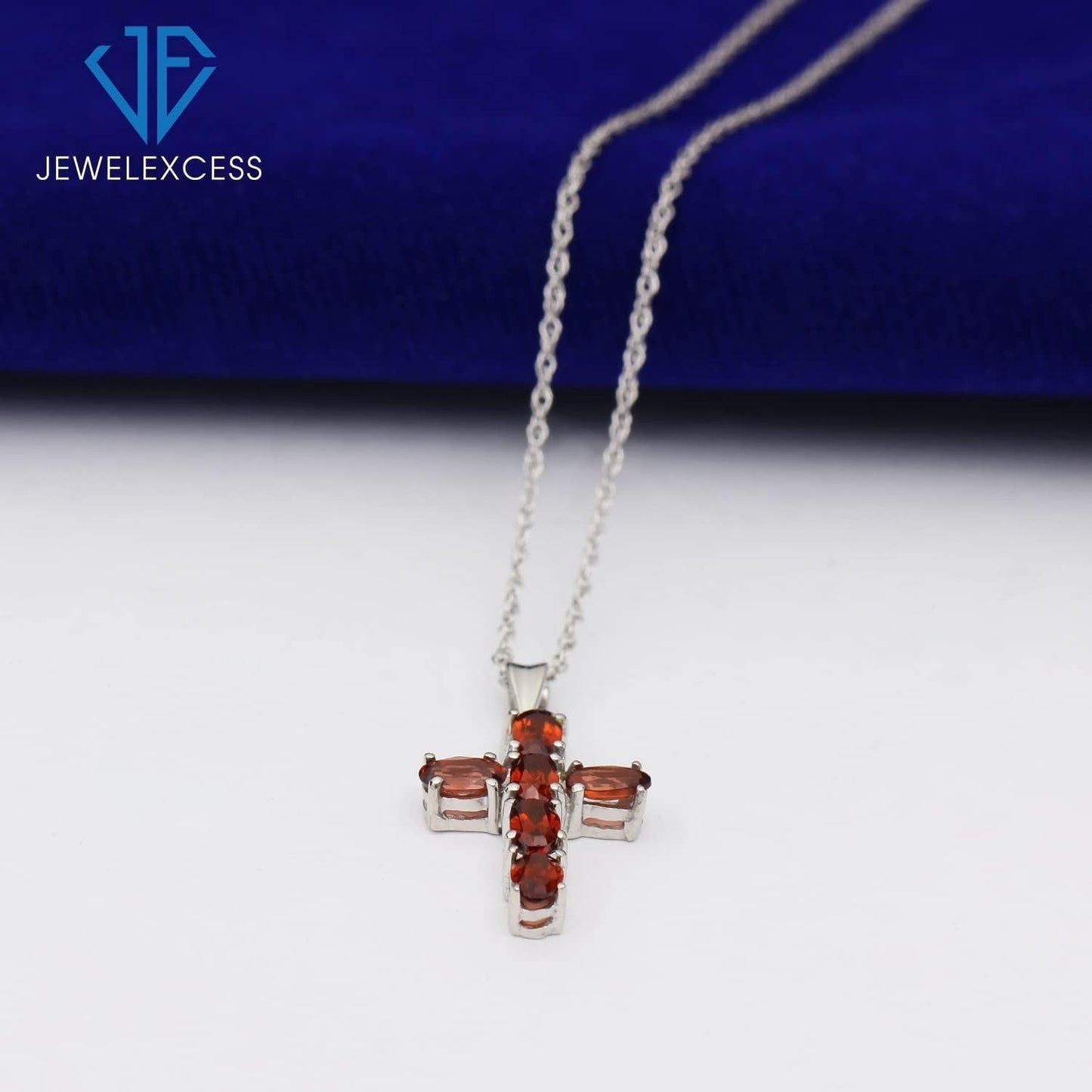 Silver Cross Necklaces for Women –Silver Cross Necklace for Women over .925 Sterling Silver Cross – Garnet Necklace – Hypoallergenic Cross Pendant