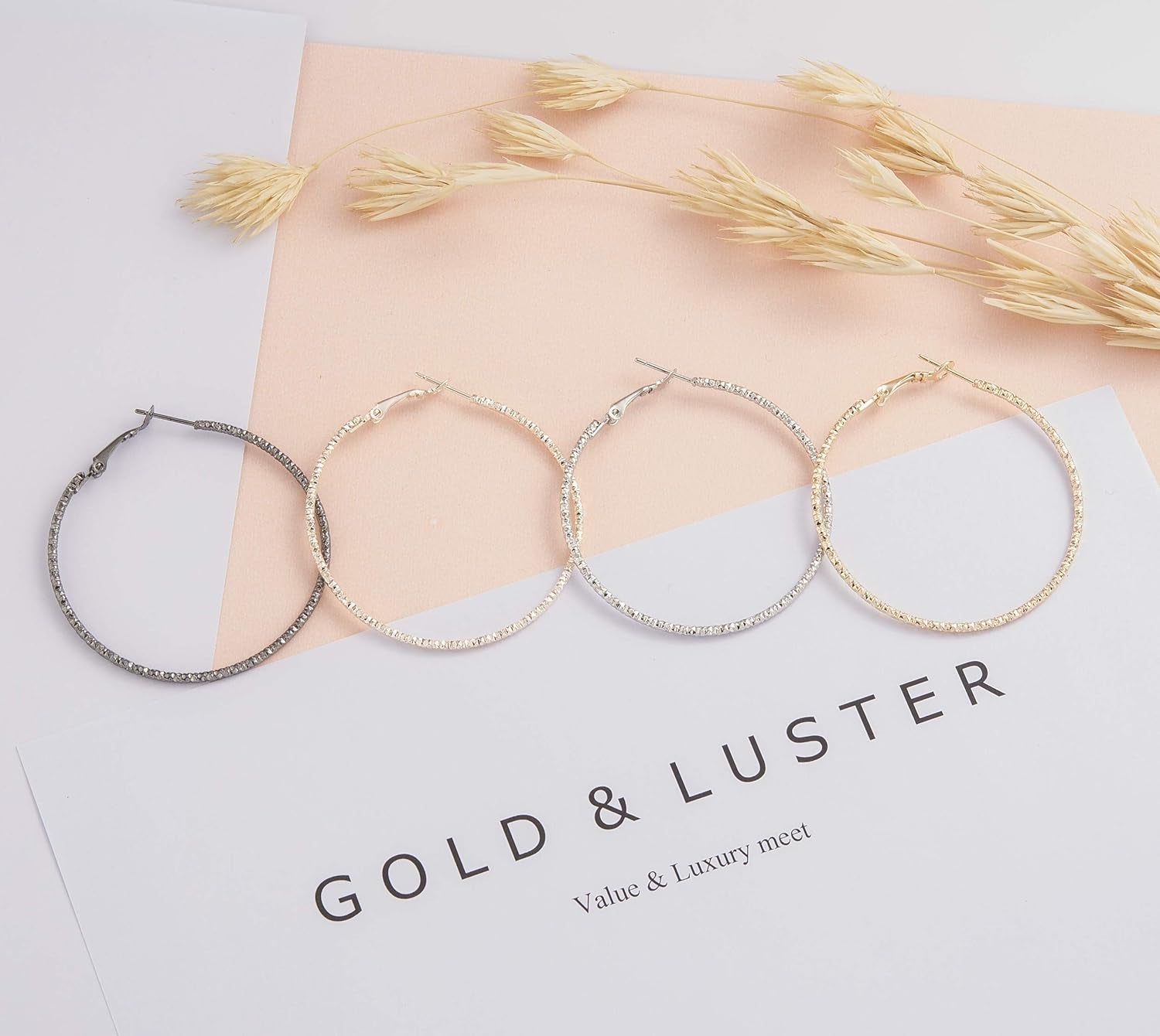 Silver Gold Gunmetal Grey Rhodium Plate Hoop Earrings Set for Women Teen Jewelry Diamond Cut 3 Pairs - WORLD TIME VISITS