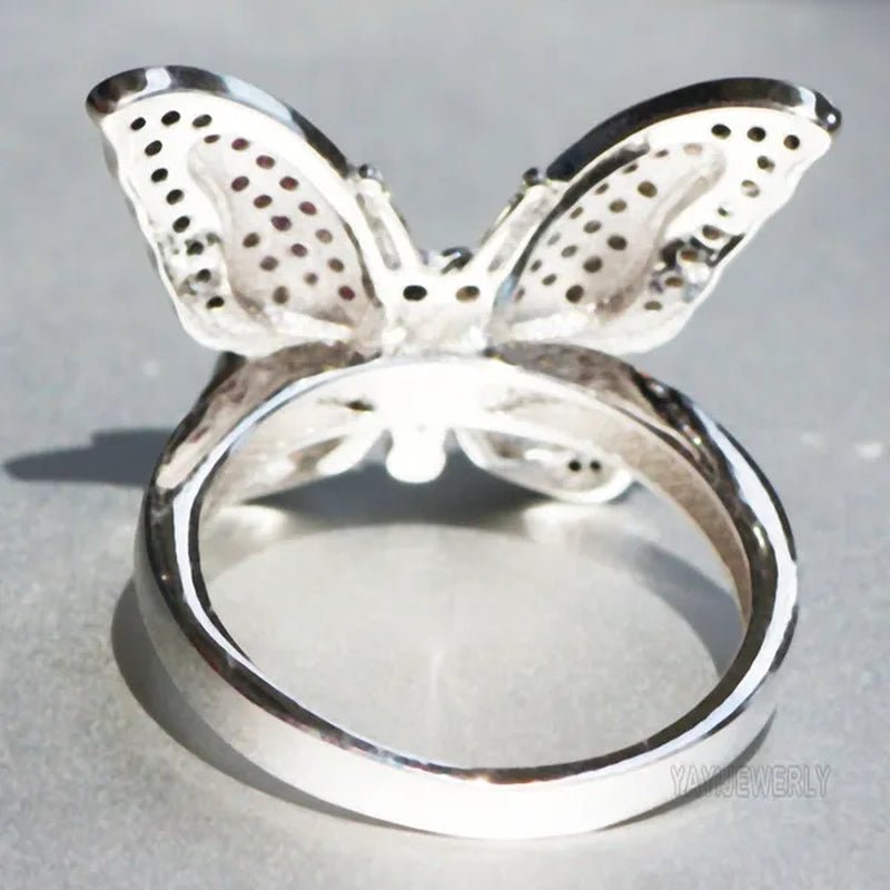 Silver Natural Gemstones Ring Ruby & Black Sapphire Wedding Ring Birthstone Bride Engagement Square Brand Crown Cross Butterfly Ring Jewelry Size 6 7 8 9 10