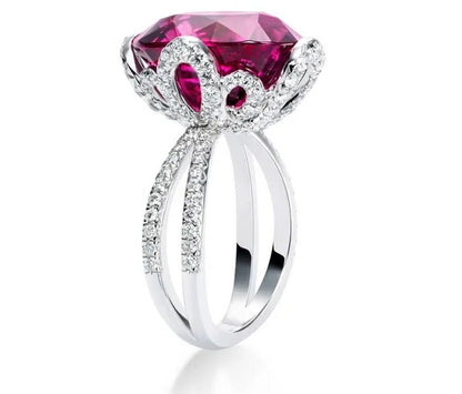Silver Natural Gemstones Ruby Birthstone Bride Wedding Engagement Strange Set Ring