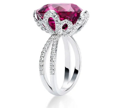 Silver Natural Gemstones Ruby Birthstone Bride Wedding Engagement Strange Set Ring