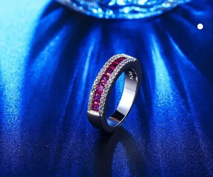 Silver Natural Ruby Gemstones Birthstone Bride Wedding Engagement Strange Ring Size 6 7 8 9 10