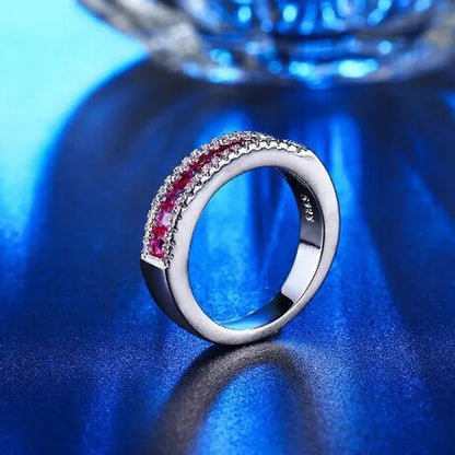Silver Natural Ruby Gemstones Birthstone Bride Wedding Engagement Strange Ring Size 6 7 8 9 10