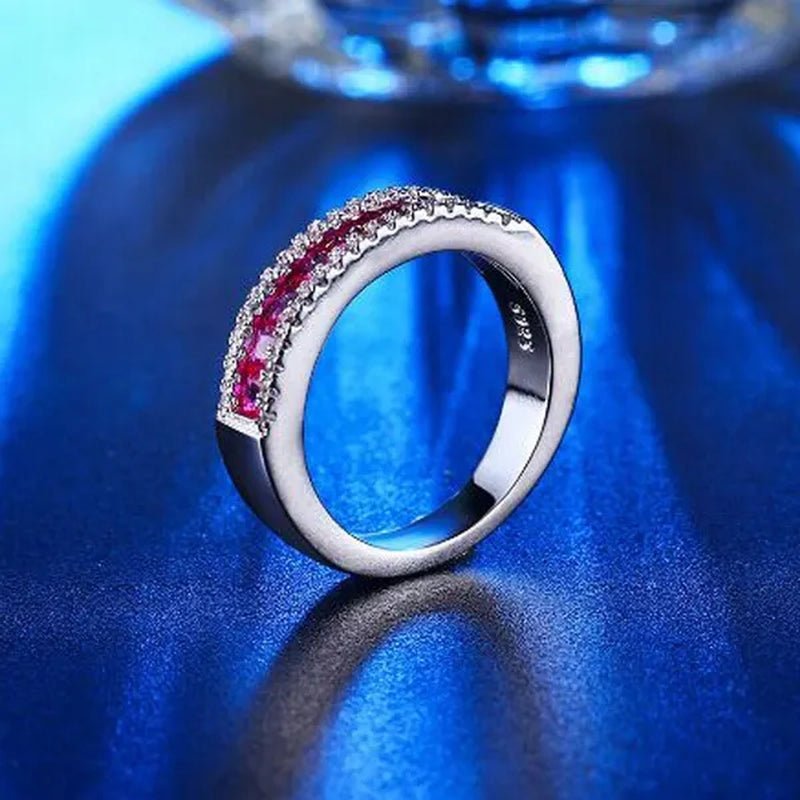 Silver Natural Ruby Gemstones Birthstone Bride Wedding Engagement Strange Ring Size 6 7 8 9 10 - WORLD TIME VISITS